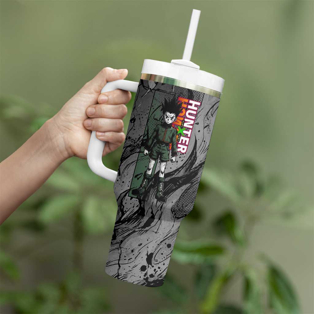 Gon Freecss Hunter x Hunter Dark Grunge Design Tumbler With Handle with Transformation Artwork and Anime Graphic Elements - The Mazicc
