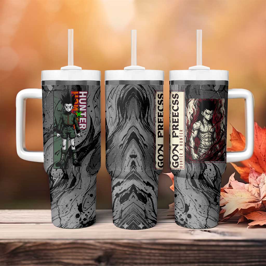 Gon Freecss Hunter x Hunter Dark Grunge Design Tumbler With Handle with Transformation Artwork and Anime Graphic Elements - The Mazicc