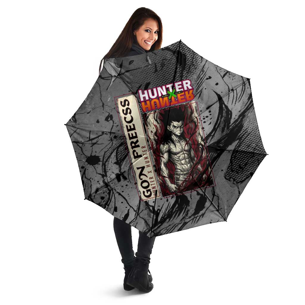 Gon Freecss Hunter x Hunter Dark Grunge Design Umbrella with Transformation Artwork and Anime Graphic Elements - The Mazicc
