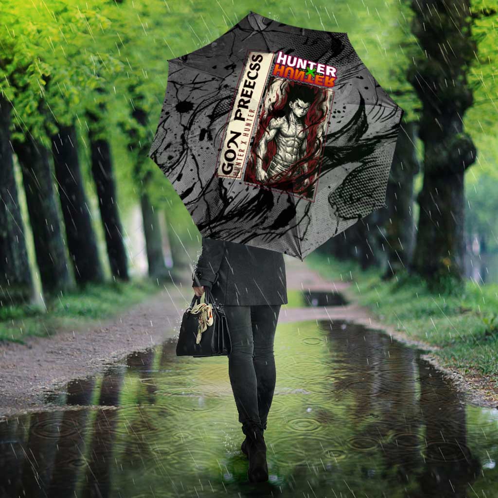 Gon Freecss Hunter x Hunter Dark Grunge Design Umbrella with Transformation Artwork and Anime Graphic Elements - The Mazicc