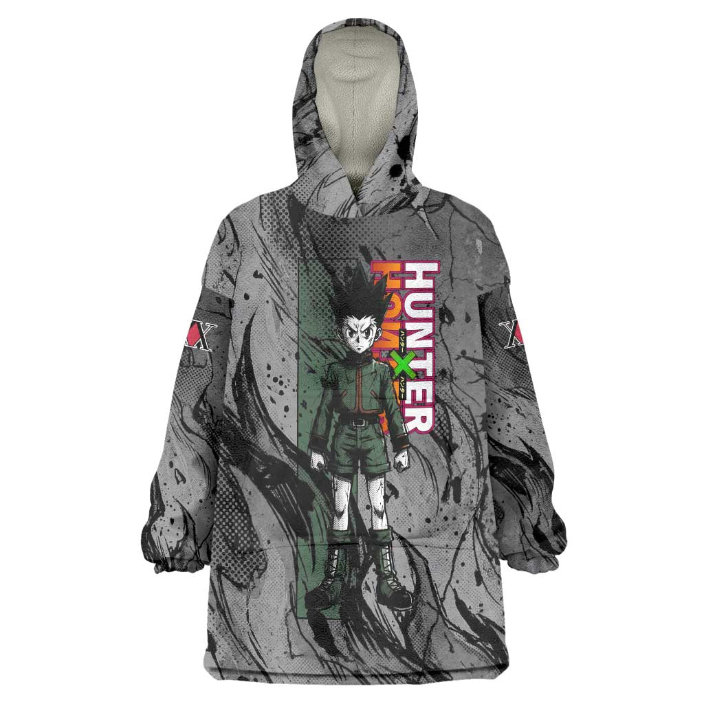 Gon Freecss Hunter x Hunter Dark Grunge Design Wearable Blanket Hoodie with Transformation Artwork and Anime Graphic Elements - The Mazicc