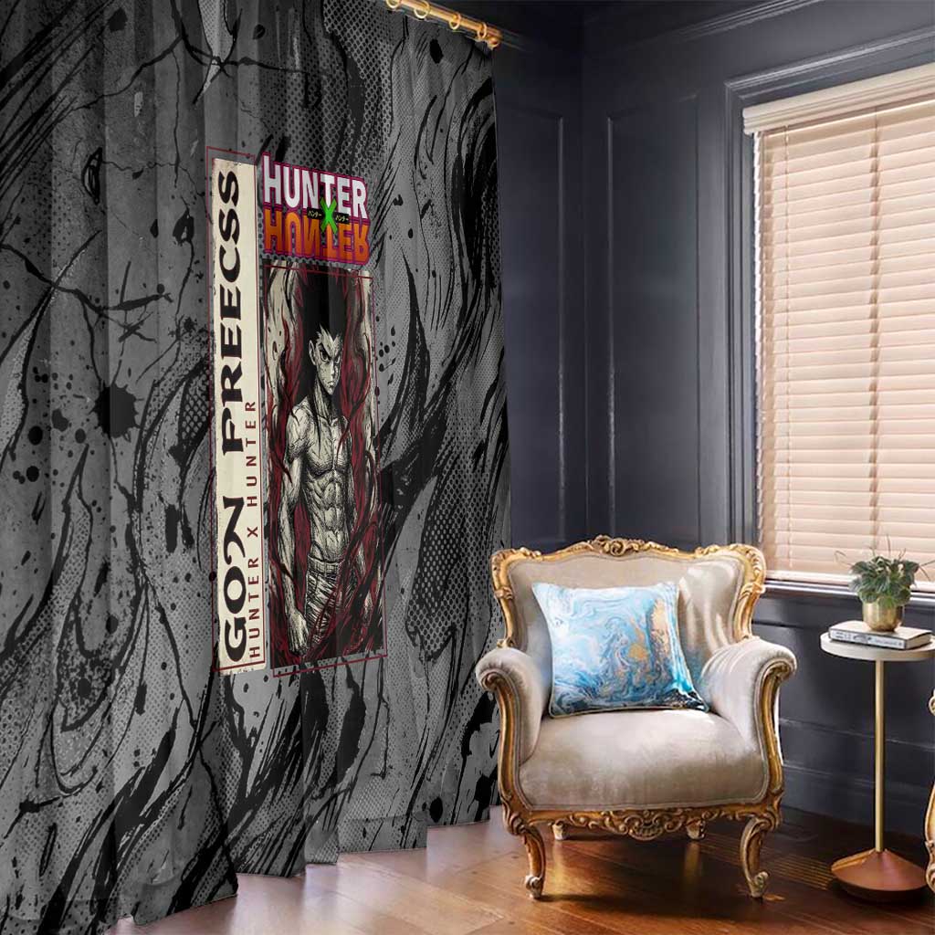 Gon Freecss Hunter x Hunter Dark Grunge Design Window Curtain with Transformation Artwork and Anime Graphic Elements - The Mazicc
