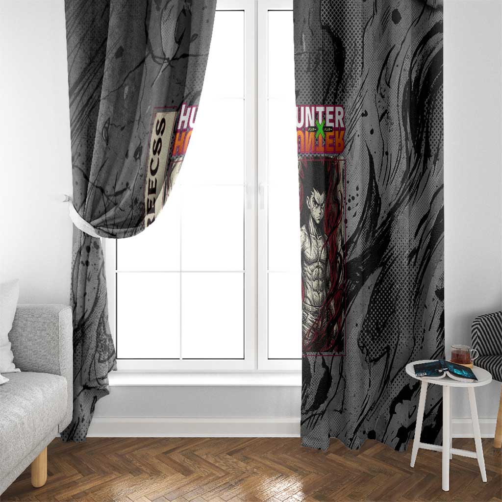 Gon Freecss Hunter x Hunter Dark Grunge Design Window Curtain with Transformation Artwork and Anime Graphic Elements - The Mazicc