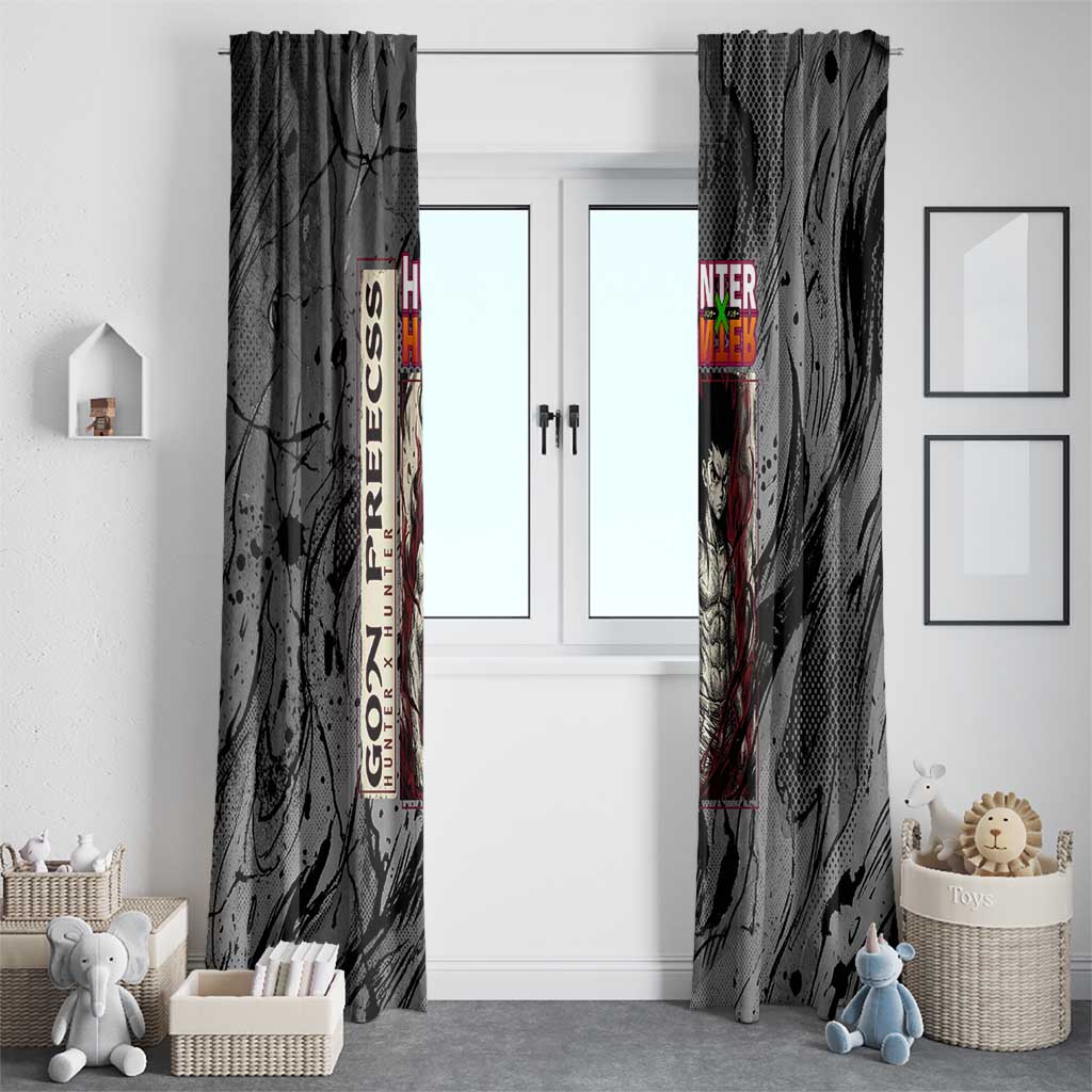 Gon Freecss Hunter x Hunter Dark Grunge Design Window Curtain with Transformation Artwork and Anime Graphic Elements - The Mazicc