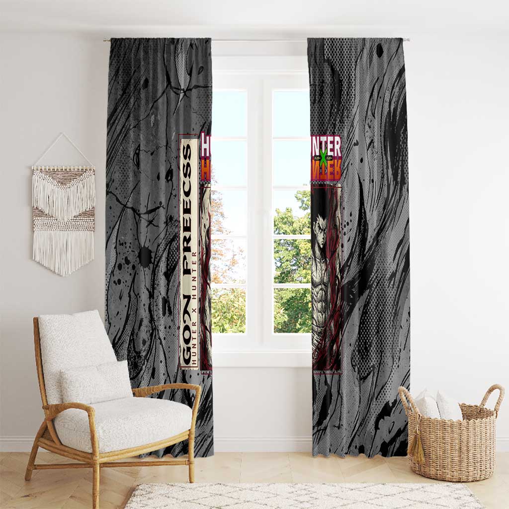 Gon Freecss Hunter x Hunter Dark Grunge Design Window Curtain with Transformation Artwork and Anime Graphic Elements - The Mazicc