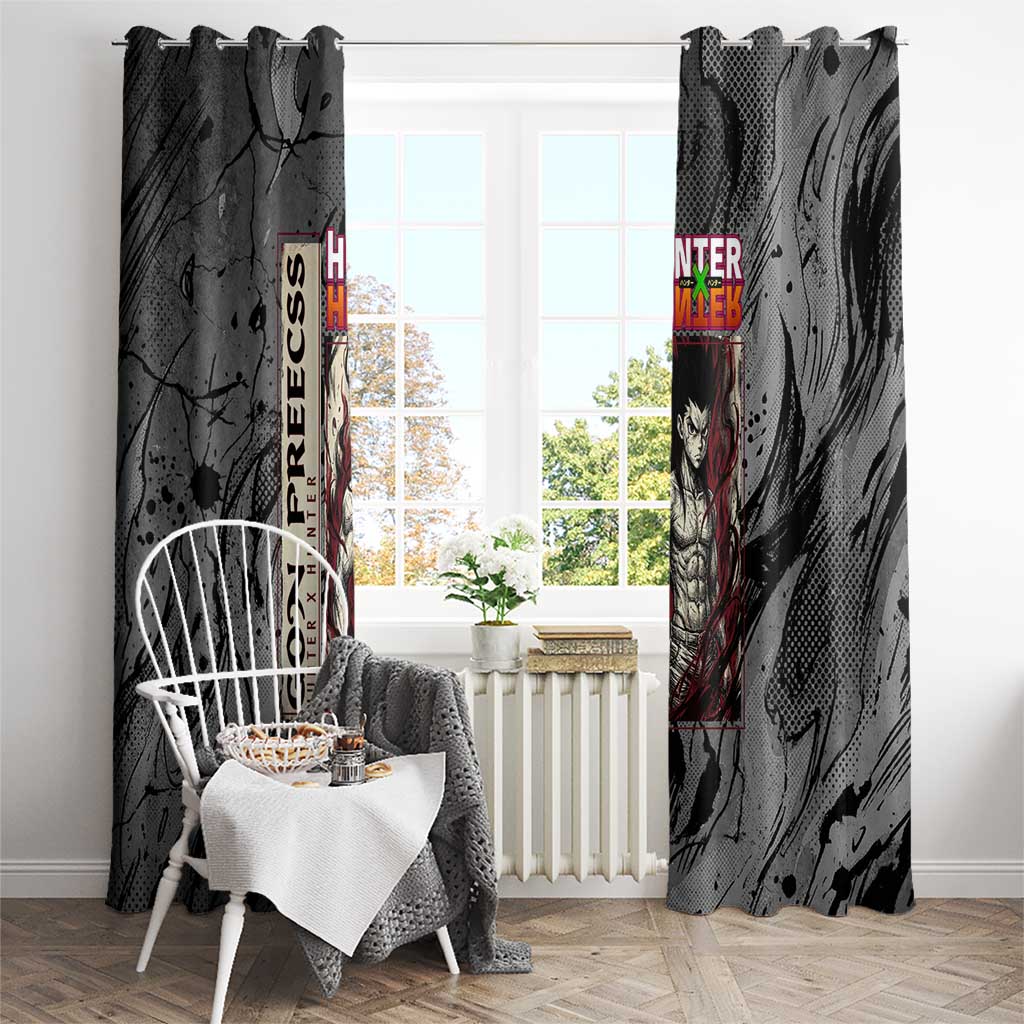 Gon Freecss Hunter x Hunter Dark Grunge Design Window Curtain with Transformation Artwork and Anime Graphic Elements - The Mazicc
