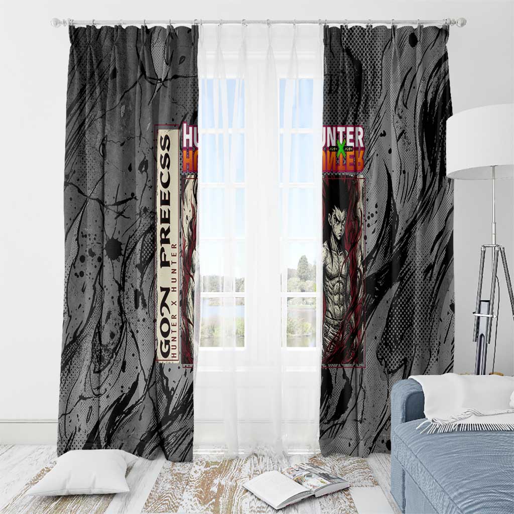 Gon Freecss Hunter x Hunter Dark Grunge Design Window Curtain with Transformation Artwork and Anime Graphic Elements - The Mazicc