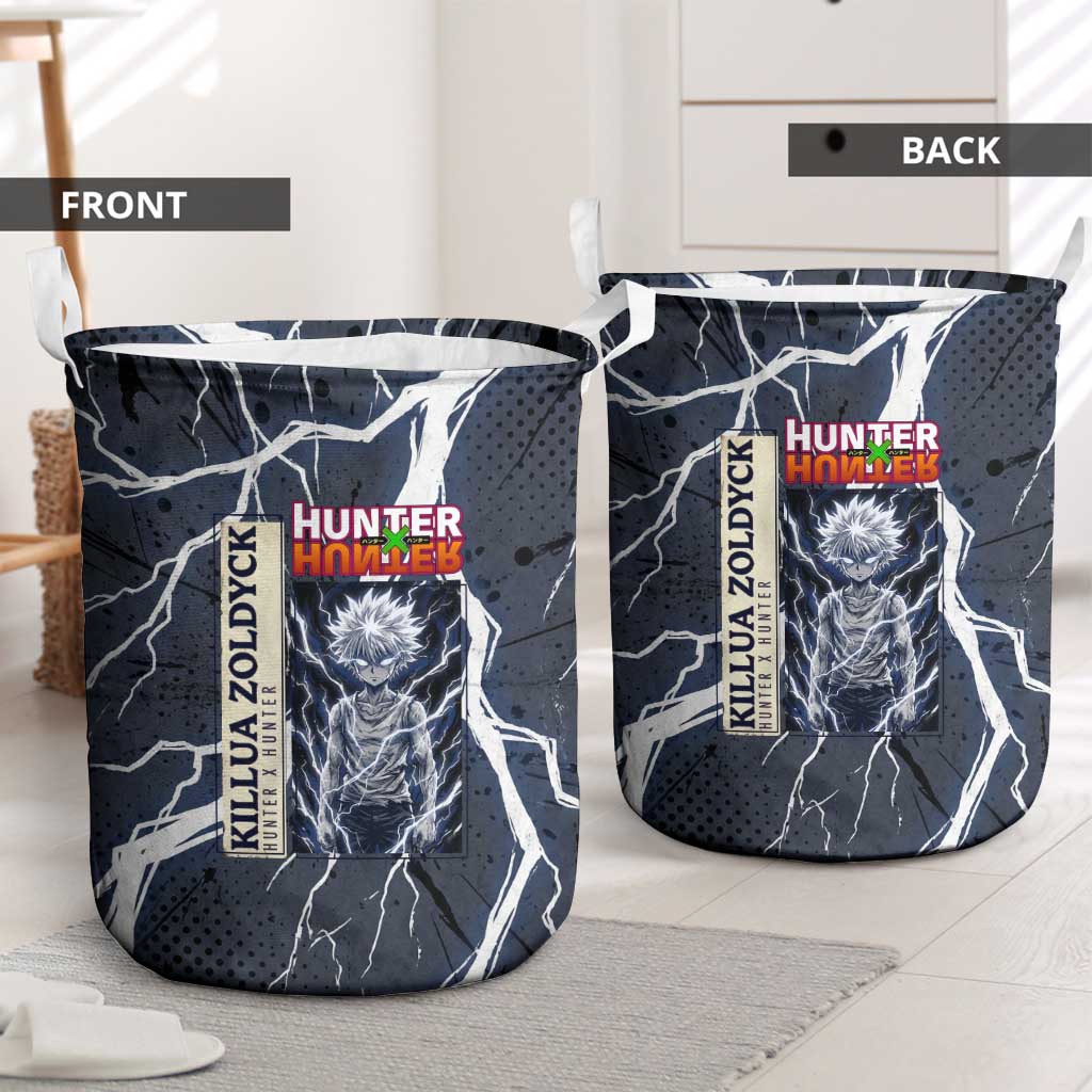 Killua Zoldyck Hunter x Hunter Lightning Aura Design Laundry Basket with Transformation Artwork and Anime Style Graphics - The Mazicc