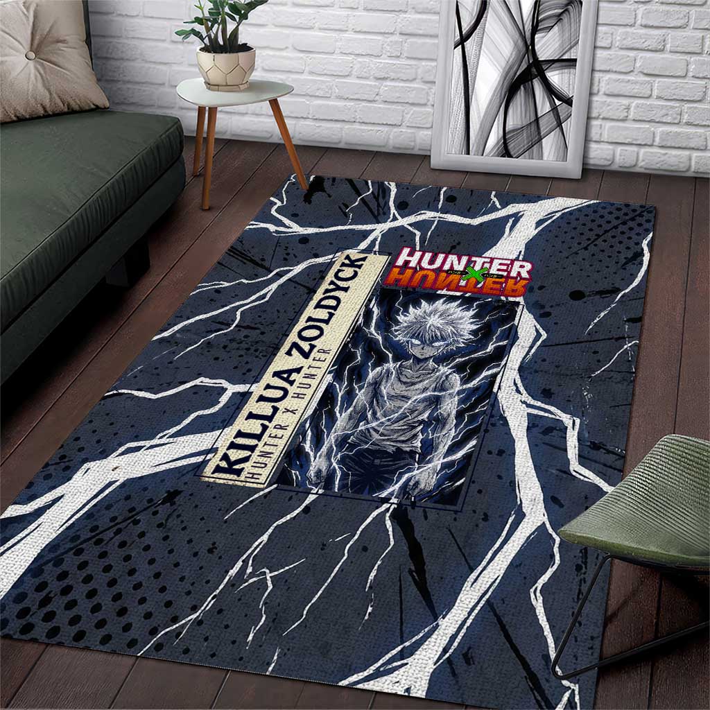 Killua Zoldyck Hunter x Hunter Lightning Aura Design Area Rug with Transformation Artwork and Anime Style Graphics - The Mazicc