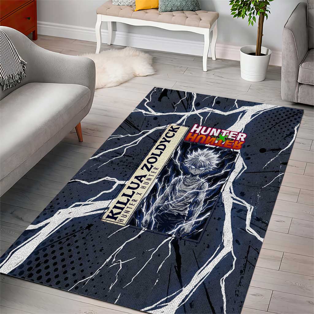 Killua Zoldyck Hunter x Hunter Lightning Aura Design Area Rug with Transformation Artwork and Anime Style Graphics - The Mazicc