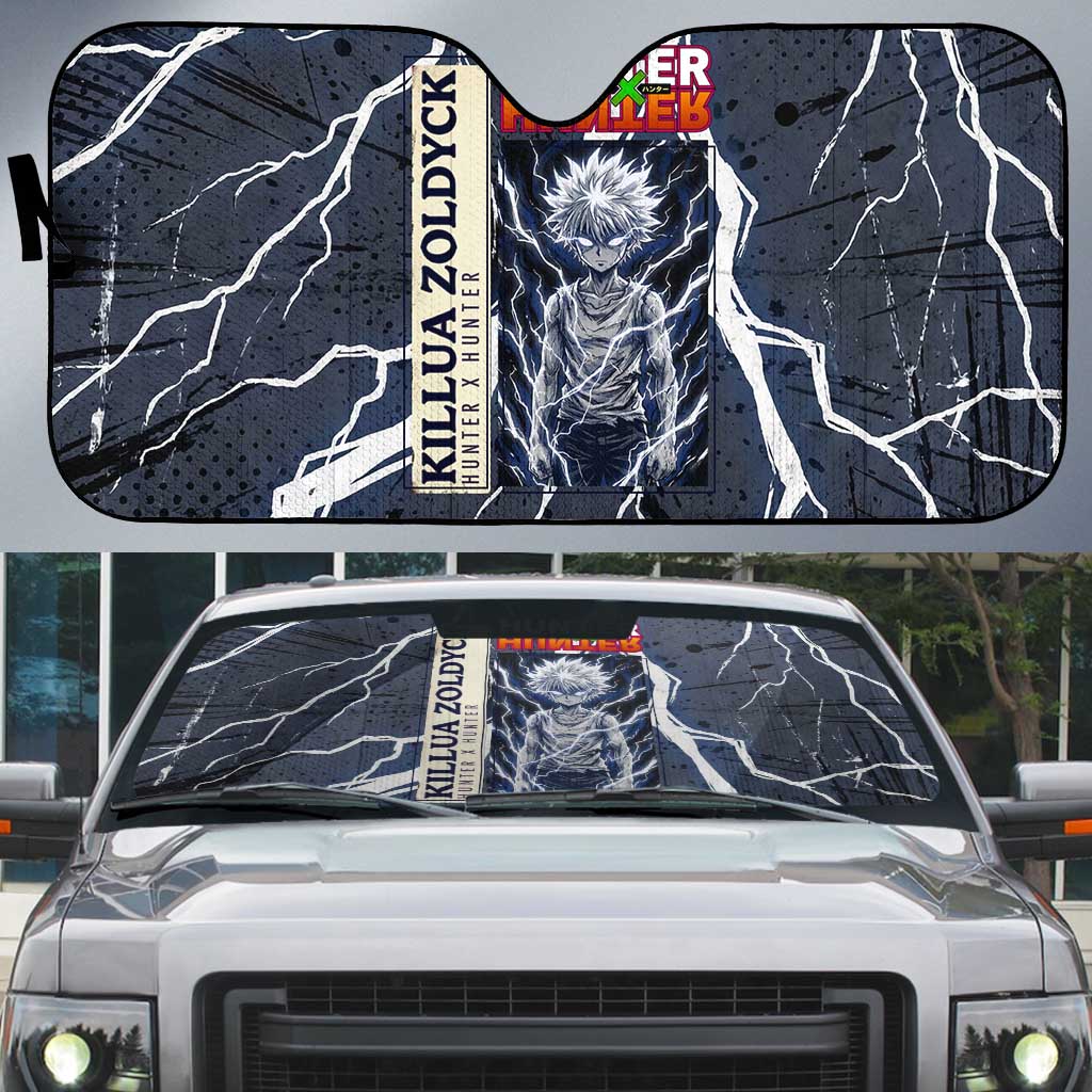 Killua Zoldyck Hunter x Hunter Lightning Aura Design Auto Sun Shade with Transformation Artwork and Anime Style Graphics - The Mazicc