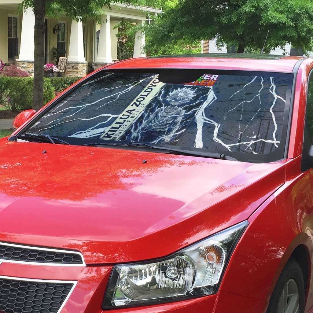 Killua Zoldyck Hunter x Hunter Lightning Aura Design Auto Sun Shade with Transformation Artwork and Anime Style Graphics - The Mazicc
