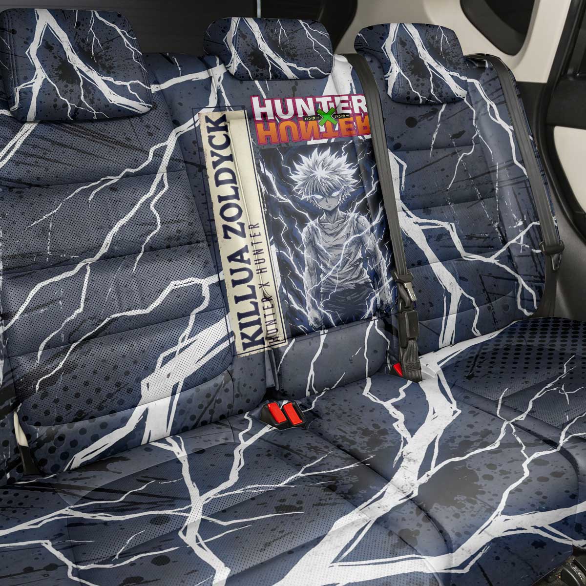 Killua Zoldyck Hunter x Hunter Lightning Aura Design Back Car Seat Cover with Transformation Artwork and Anime Style Graphics - The Mazicc