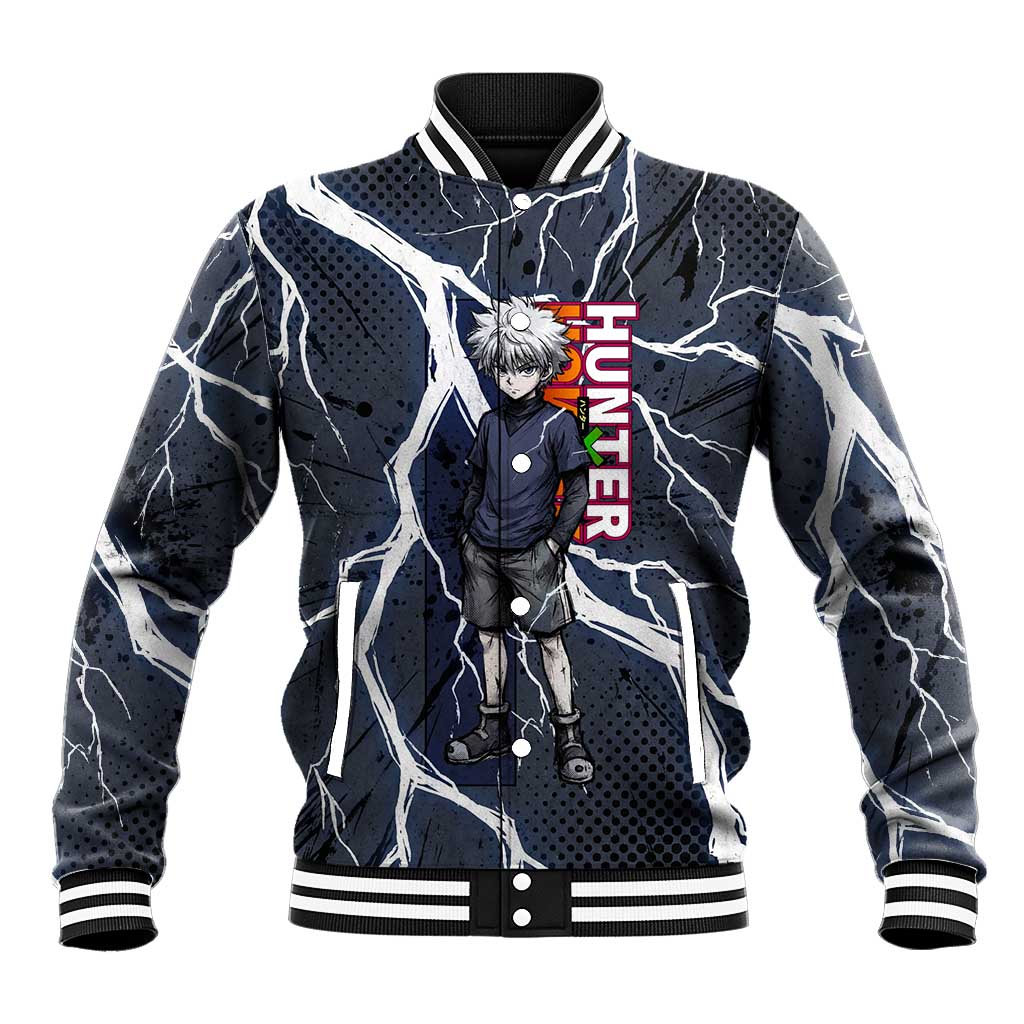 Killua Zoldyck Hunter x Hunter Lightning Aura Design Baseball Jacket with Transformation Artwork and Anime Style Graphics - The Mazicc