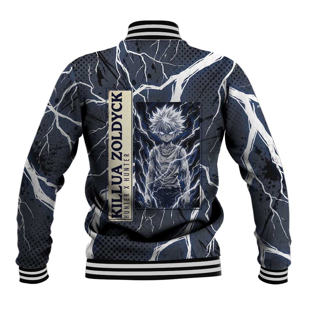 Killua Zoldyck Hunter x Hunter Lightning Aura Design Baseball Jacket with Transformation Artwork and Anime Style Graphics - The Mazicc
