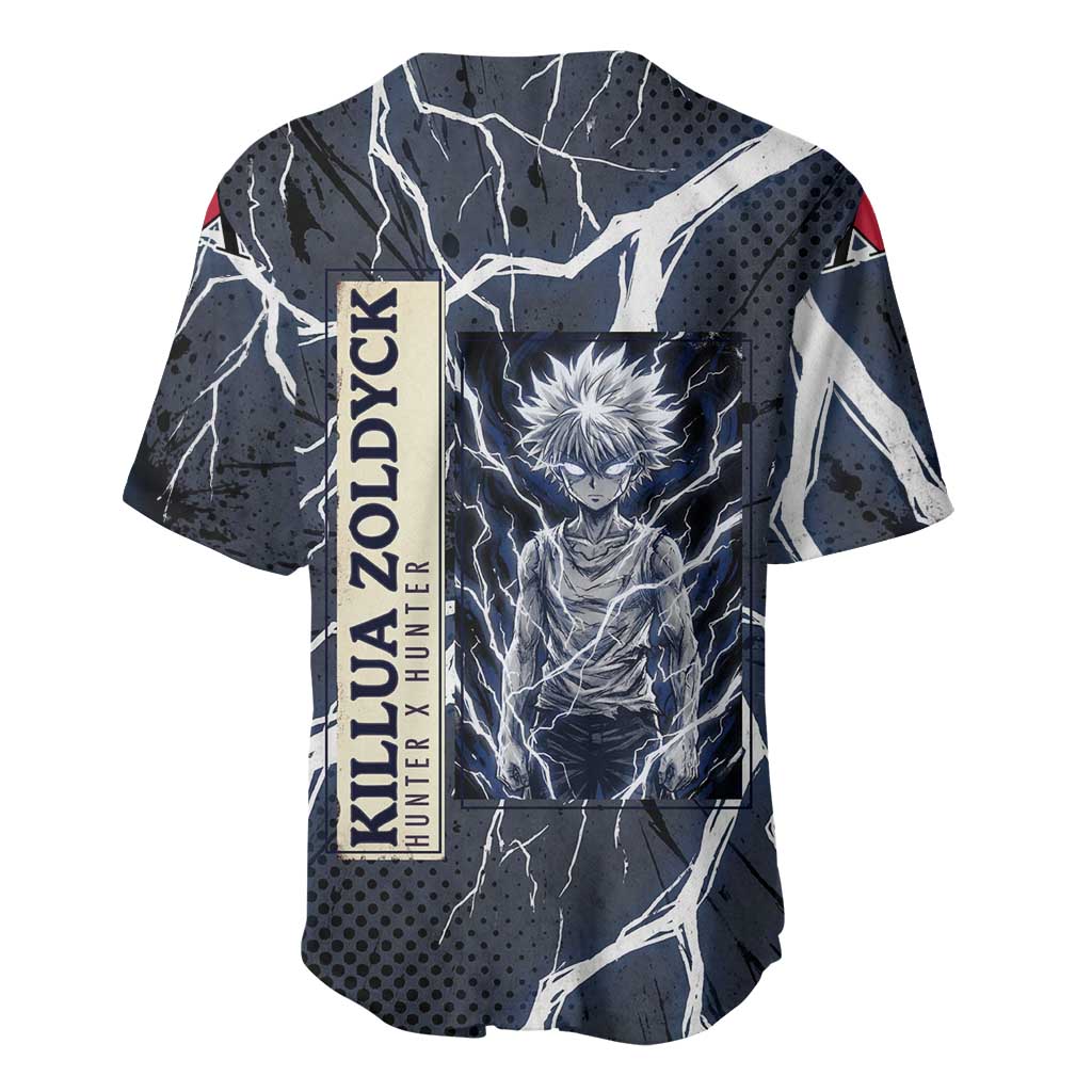Killua Zoldyck Hunter x Hunter Lightning Aura Design Baseball Jersey with Transformation Artwork and Anime Style Graphics - The Mazicc
