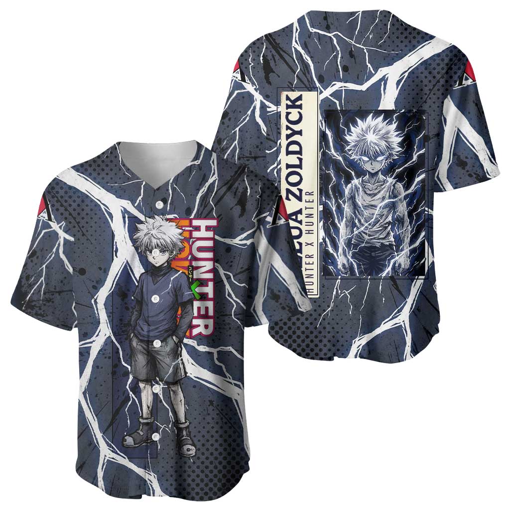 Killua Zoldyck Hunter x Hunter Lightning Aura Design Baseball Jersey with Transformation Artwork and Anime Style Graphics - The Mazicc
