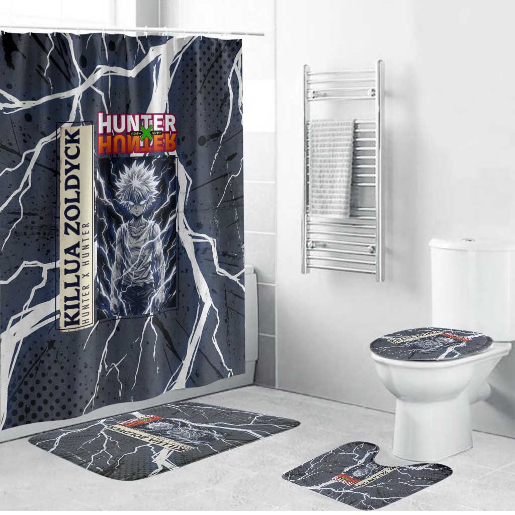 Killua Zoldyck Hunter x Hunter Lightning Aura Design Bathroom Set with Transformation Artwork and Anime Style Graphics - The Mazicc