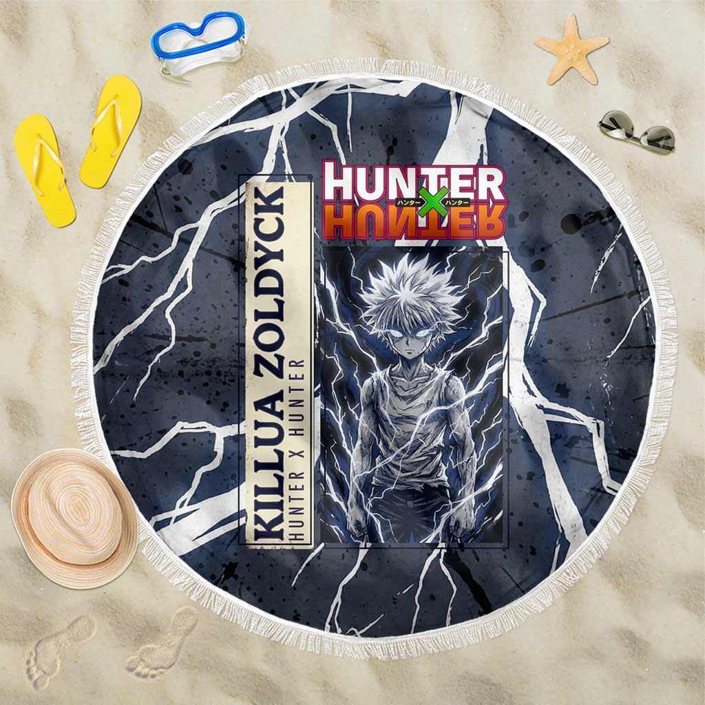 Killua Zoldyck Hunter x Hunter Lightning Aura Design Beach Blanket with Transformation Artwork and Anime Style Graphics - The Mazicc