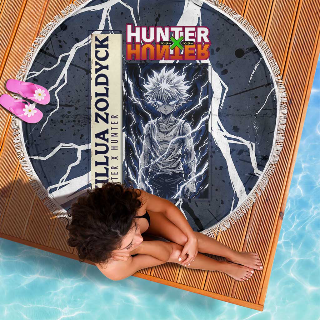Killua Zoldyck Hunter x Hunter Lightning Aura Design Beach Blanket with Transformation Artwork and Anime Style Graphics - The Mazicc