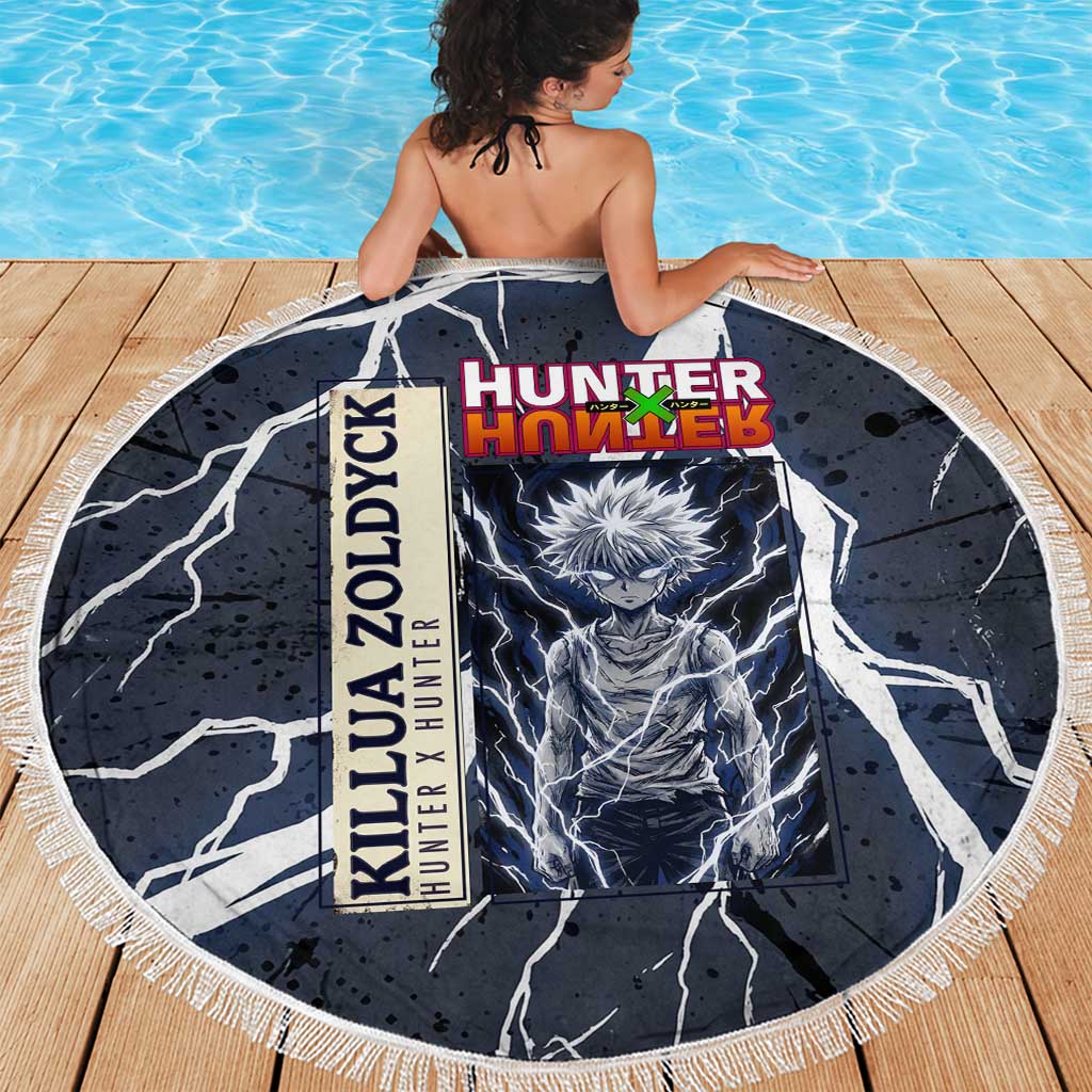Killua Zoldyck Hunter x Hunter Lightning Aura Design Beach Blanket with Transformation Artwork and Anime Style Graphics - The Mazicc