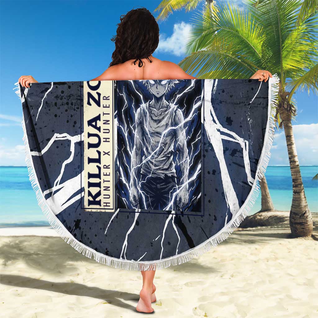 Killua Zoldyck Hunter x Hunter Lightning Aura Design Beach Blanket with Transformation Artwork and Anime Style Graphics - The Mazicc