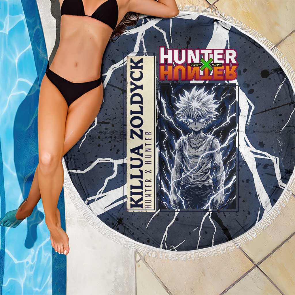 Killua Zoldyck Hunter x Hunter Lightning Aura Design Beach Blanket with Transformation Artwork and Anime Style Graphics - The Mazicc
