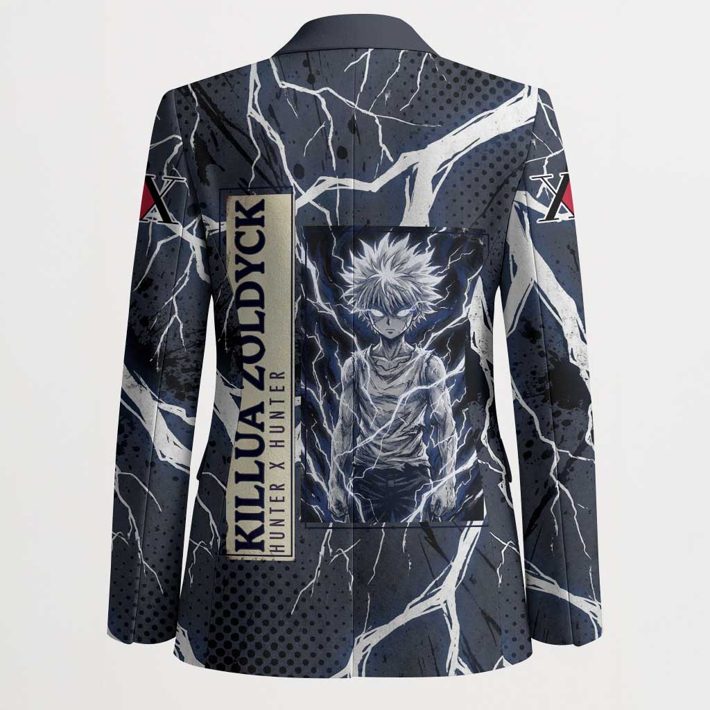 Killua Zoldyck Hunter x Hunter Lightning Aura Design Blazer with Transformation Artwork and Anime Style Graphics - The Mazicc