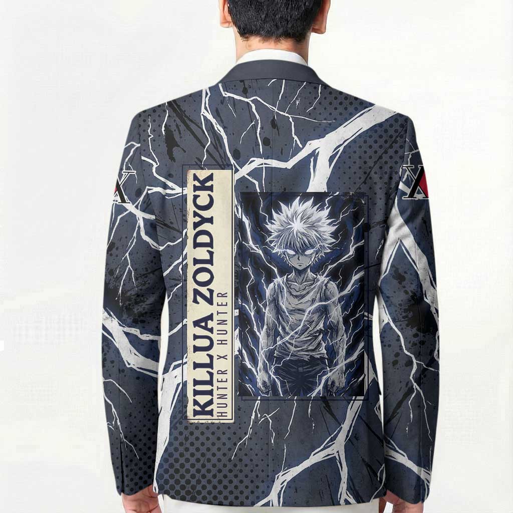 Killua Zoldyck Hunter x Hunter Lightning Aura Design Blazer with Transformation Artwork and Anime Style Graphics - The Mazicc