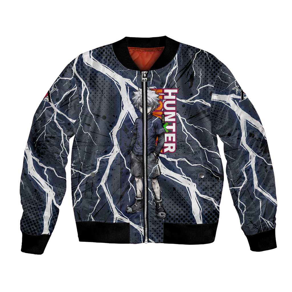 Killua Zoldyck Hunter x Hunter Lightning Aura Design Bomber Jacket with Transformation Artwork and Anime Style Graphics - The Mazicc