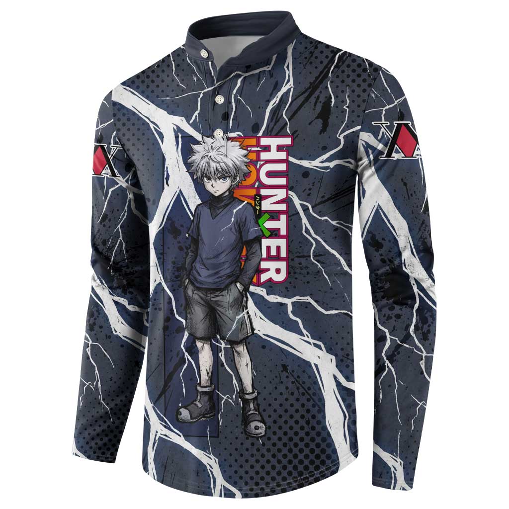 Killua Zoldyck Hunter x Hunter Lightning Aura Design Button Sweatshirt with Transformation Artwork and Anime Style Graphics - The Mazicc