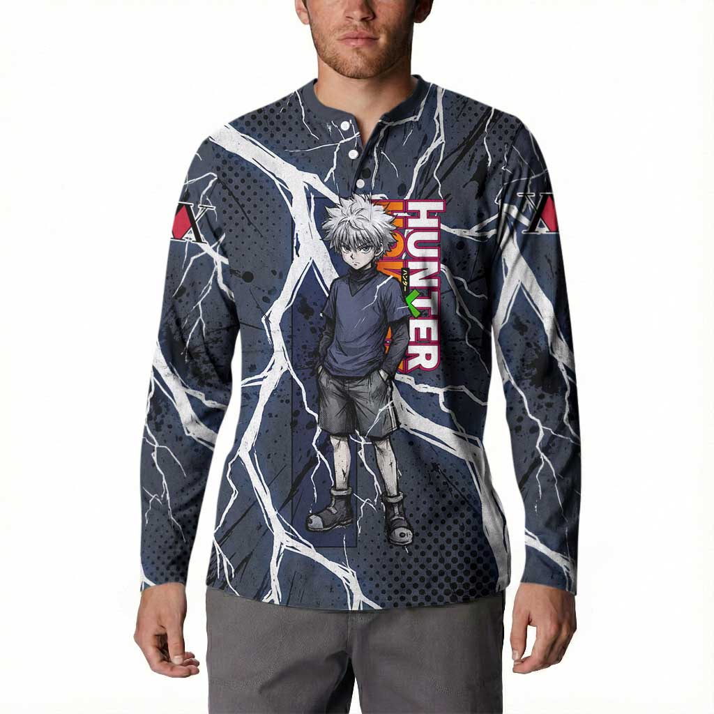 Killua Zoldyck Hunter x Hunter Lightning Aura Design Button Sweatshirt with Transformation Artwork and Anime Style Graphics - The Mazicc