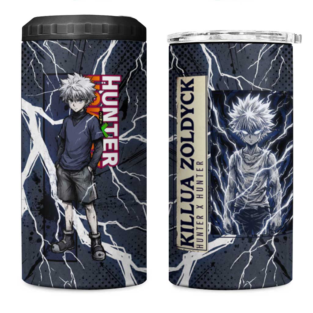 Killua Zoldyck Hunter x Hunter Lightning Aura Design 4 in 1 Can Cooler Tumbler with Transformation Artwork and Anime Style Graphics - The Mazicc