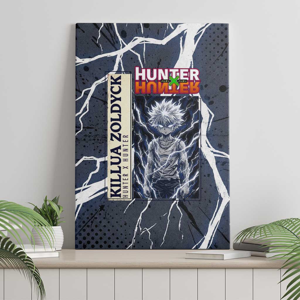 Killua Zoldyck Hunter x Hunter Lightning Aura Design Canvas Wall Art with Transformation Artwork and Anime Style Graphics - The Mazicc