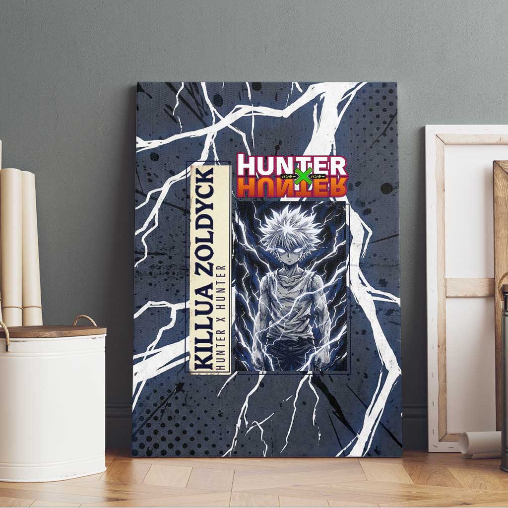 Killua Zoldyck Hunter x Hunter Lightning Aura Design Canvas Wall Art with Transformation Artwork and Anime Style Graphics - The Mazicc