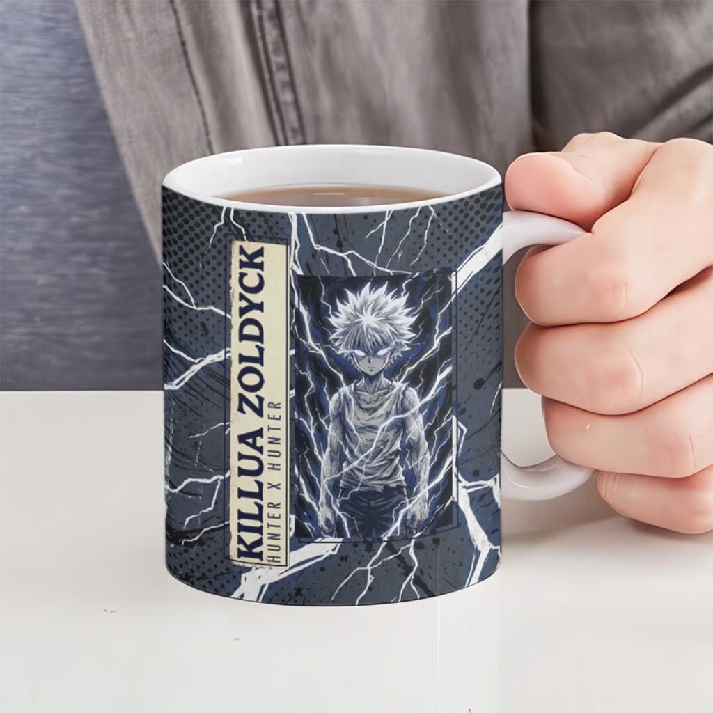 Killua Zoldyck Hunter x Hunter Lightning Aura Design Ceramic Mug with Transformation Artwork and Anime Style Graphics - The Mazicc