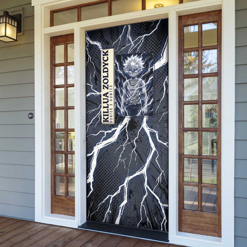 Killua Zoldyck Hunter x Hunter Lightning Aura Design Door Cover with Transformation Artwork and Anime Style Graphics - The Mazicc