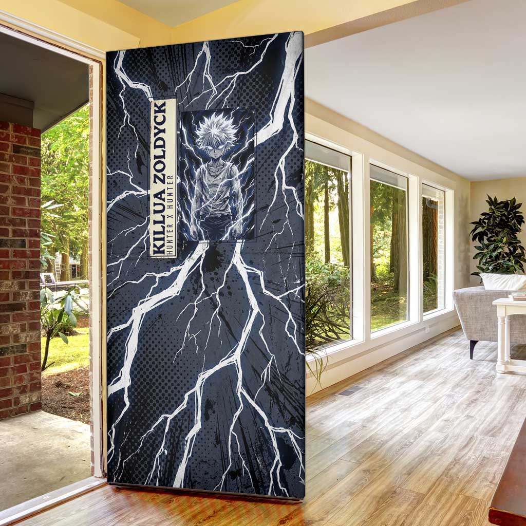 Killua Zoldyck Hunter x Hunter Lightning Aura Design Door Cover with Transformation Artwork and Anime Style Graphics - The Mazicc