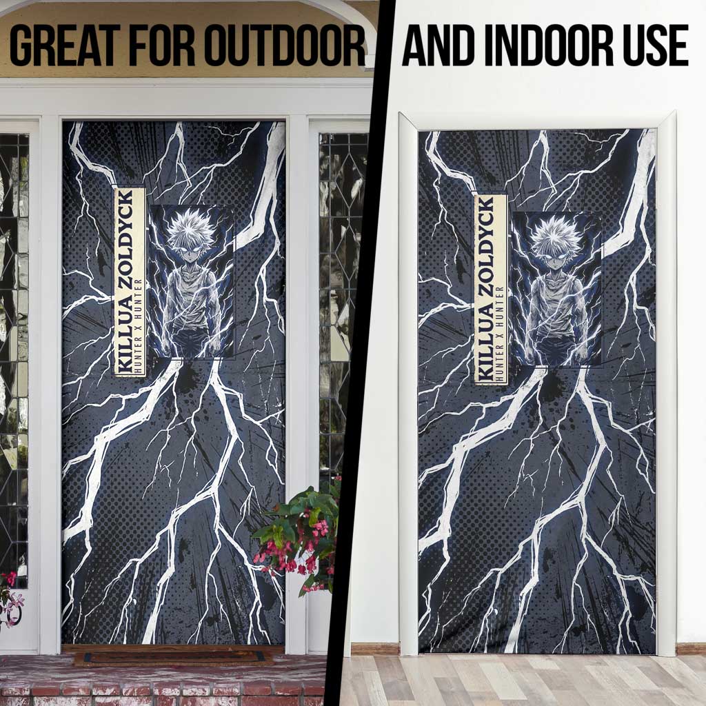 Killua Zoldyck Hunter x Hunter Lightning Aura Design Door Cover with Transformation Artwork and Anime Style Graphics - The Mazicc