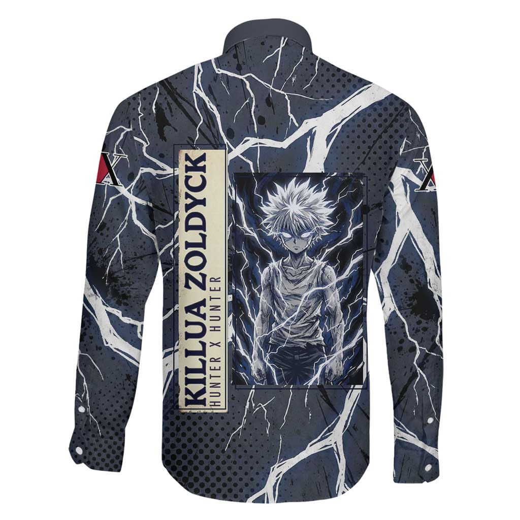 Killua Zoldyck Hunter x Hunter Lightning Aura Design Family Matching Long Sleeve Bodycon Dress and Hawaiian Shirt with Transformation Artwork and Anime Style Graphics