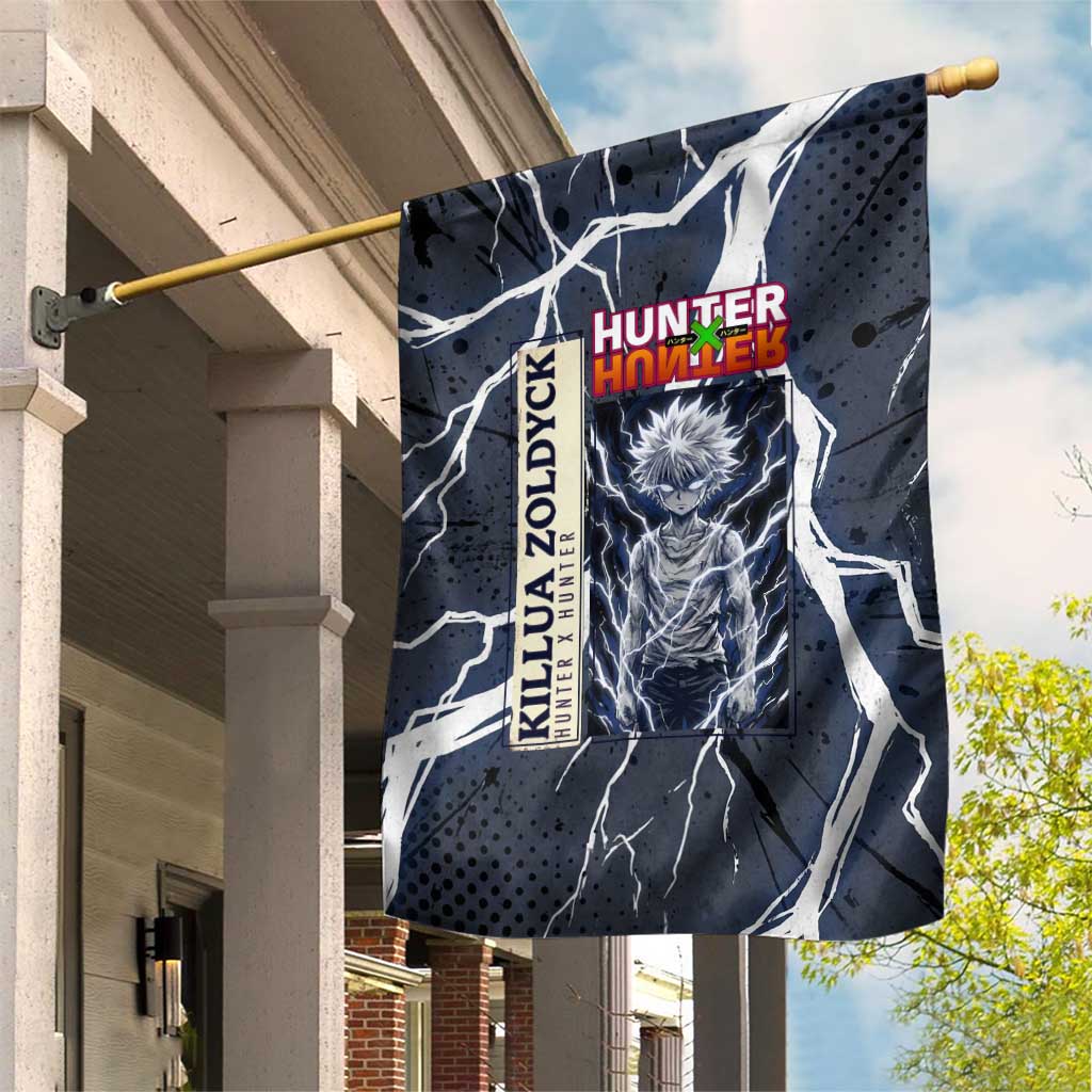 Killua Zoldyck Hunter x Hunter Lightning Aura Design Garden Flag with Transformation Artwork and Anime Style Graphics - The Mazicc