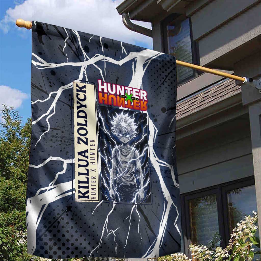 Killua Zoldyck Hunter x Hunter Lightning Aura Design Garden Flag with Transformation Artwork and Anime Style Graphics - The Mazicc
