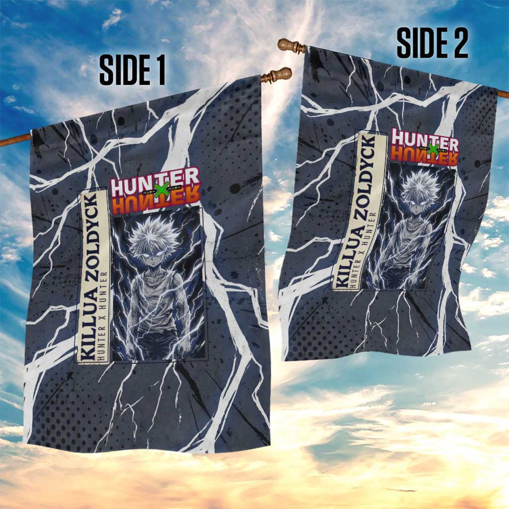 Killua Zoldyck Hunter x Hunter Lightning Aura Design Garden Flag with Transformation Artwork and Anime Style Graphics - The Mazicc