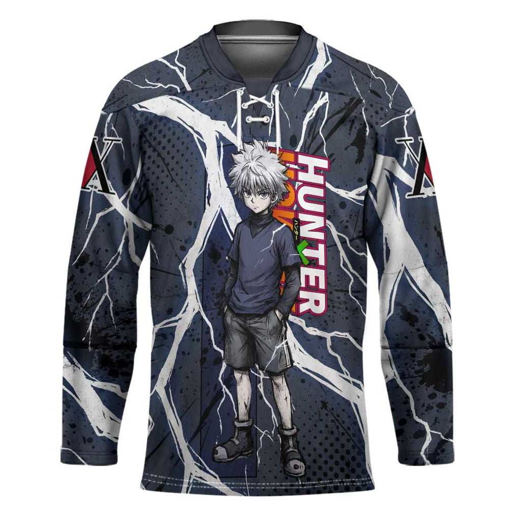 Killua Zoldyck Hunter x Hunter Lightning Aura Design Hockey Jersey with Transformation Artwork and Anime Style Graphics - The Mazicc