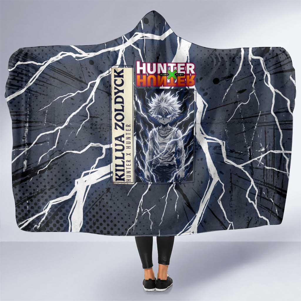 Killua Zoldyck Hunter x Hunter Lightning Aura Design Hooded Blanket with Transformation Artwork and Anime Style Graphics - The Mazicc