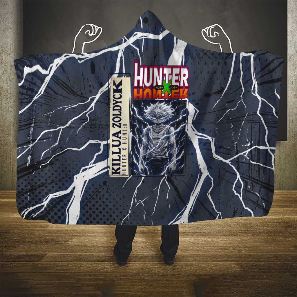 Killua Zoldyck Hunter x Hunter Lightning Aura Design Hooded Blanket with Transformation Artwork and Anime Style Graphics - The Mazicc