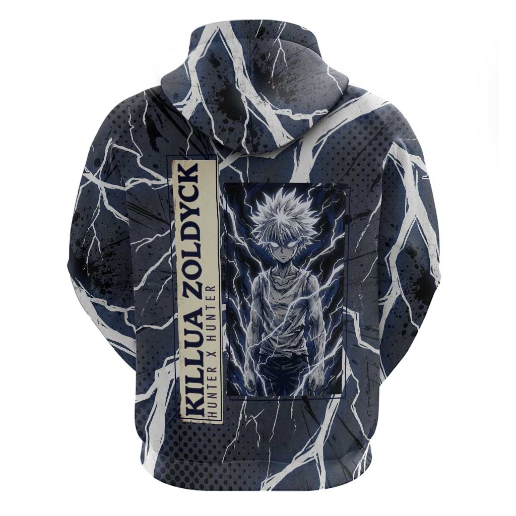 Killua Zoldyck Hunter x Hunter Lightning Aura Design Hoodie with Transformation Artwork and Anime Style Graphics - The Mazicc