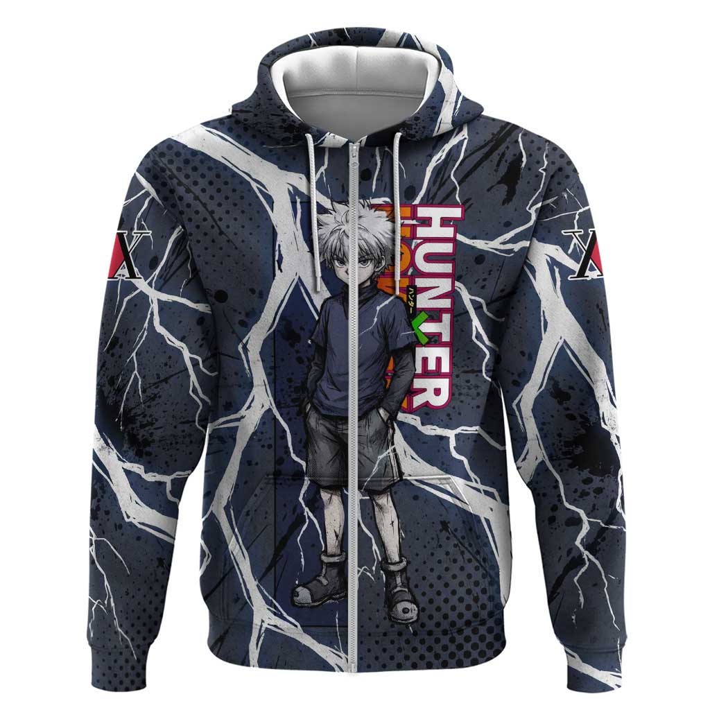Killua Zoldyck Hunter x Hunter Lightning Aura Design Hoodie with Transformation Artwork and Anime Style Graphics - The Mazicc