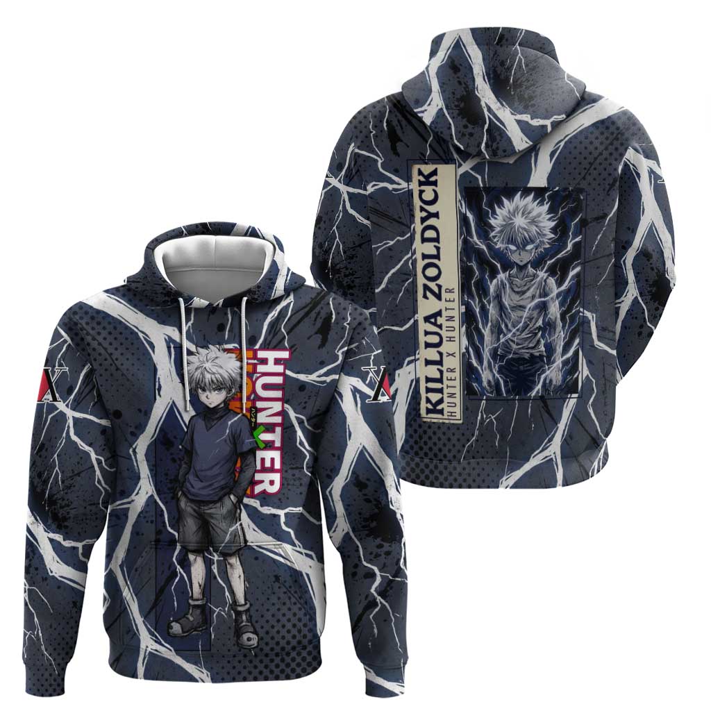 Killua Zoldyck Hunter x Hunter Lightning Aura Design Hoodie with Transformation Artwork and Anime Style Graphics - The Mazicc