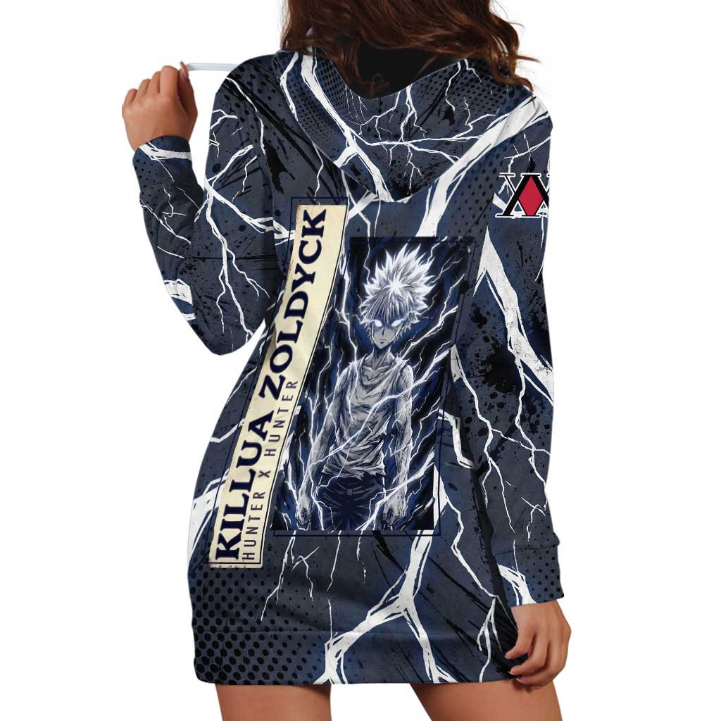 Killua Zoldyck Hunter x Hunter Lightning Aura Design Hoodie Dress with Transformation Artwork and Anime Style Graphics - The Mazicc